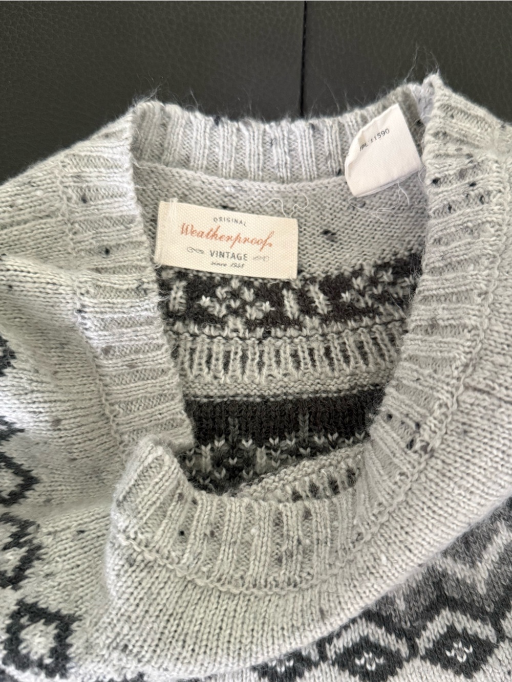 Weatherproof Vintage Gray Fair Isle Crewneck Sweater